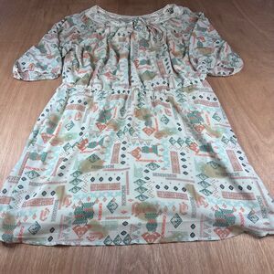 Heart N Crush Plus 1X Boho Peasant Dress Crochet Neckline Multicolor Pattern